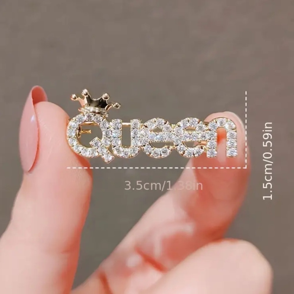 NEW!Elegant “Queen” Rhinestone Brooch Pin 👑 B1-53 - Picture 4 of 5